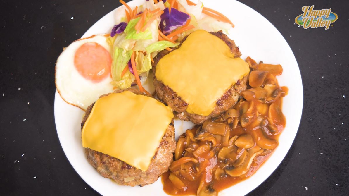 Burger Steak with Mushroom Sauce